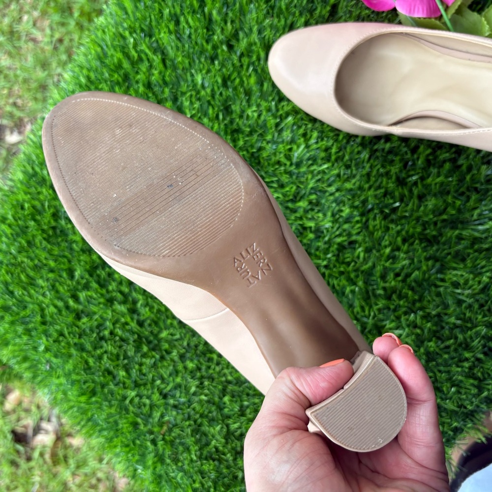 NATURALIZER BLOCK 4" HEEL PLATFORM 7.5 TAN TAUPE CREAM ROUND TOE 1/2" PLATFORM - Picture 9 of 12